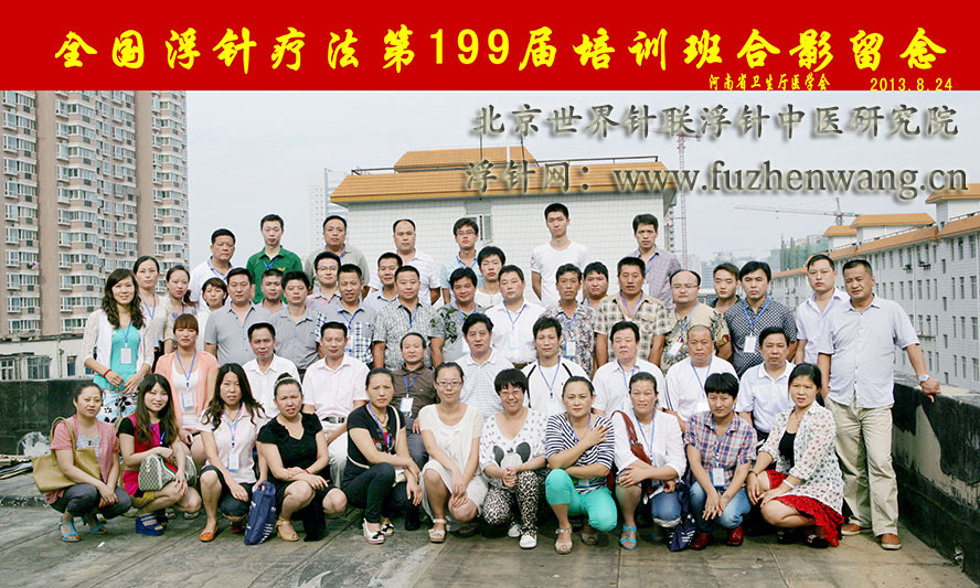 全国浮针疗法第199届培训班在河南省卫生厅医学会成功举办并圆满结束 （2013年8月24-26日）郑州